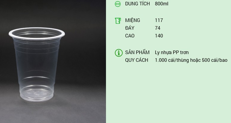 Ly nhựa PP 800ml