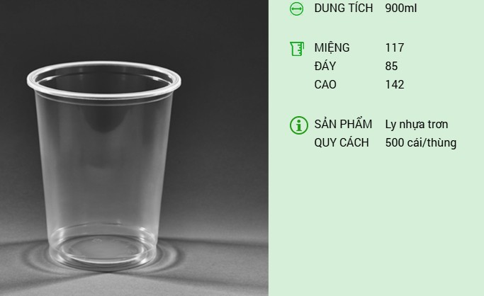Ly nhựa pp 900ml ukp