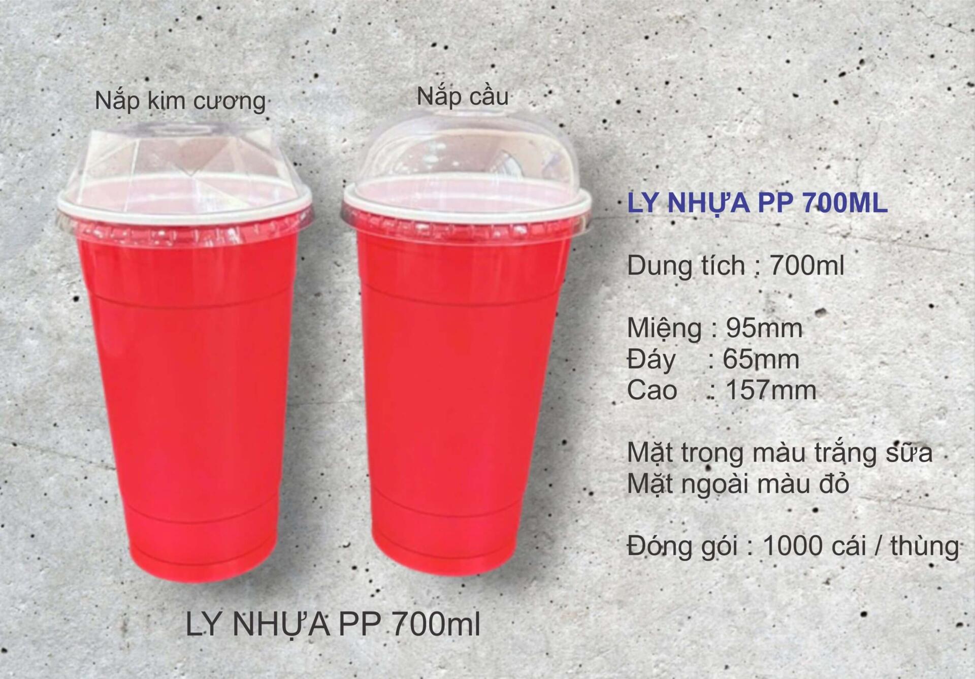 Mẫu ly nhựa màu đỏ 700ml