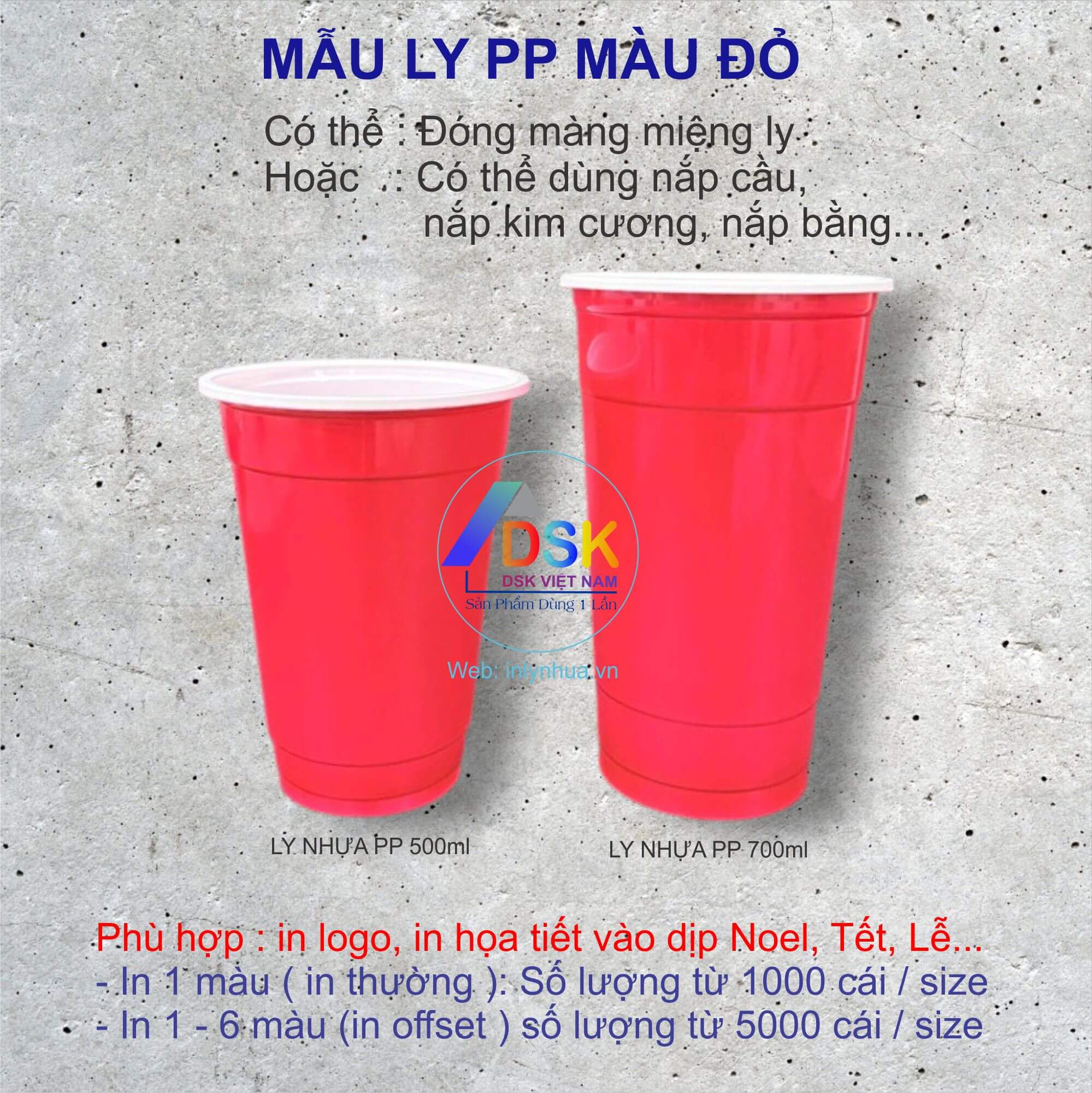 Mẫu ly nhựa màu đỏ 